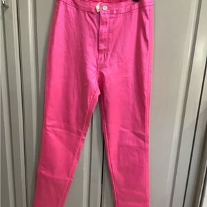 JC & JQ Hot Fluorescent Pink Metallic Jeans. Super Stretchy, Soft Fabric XL